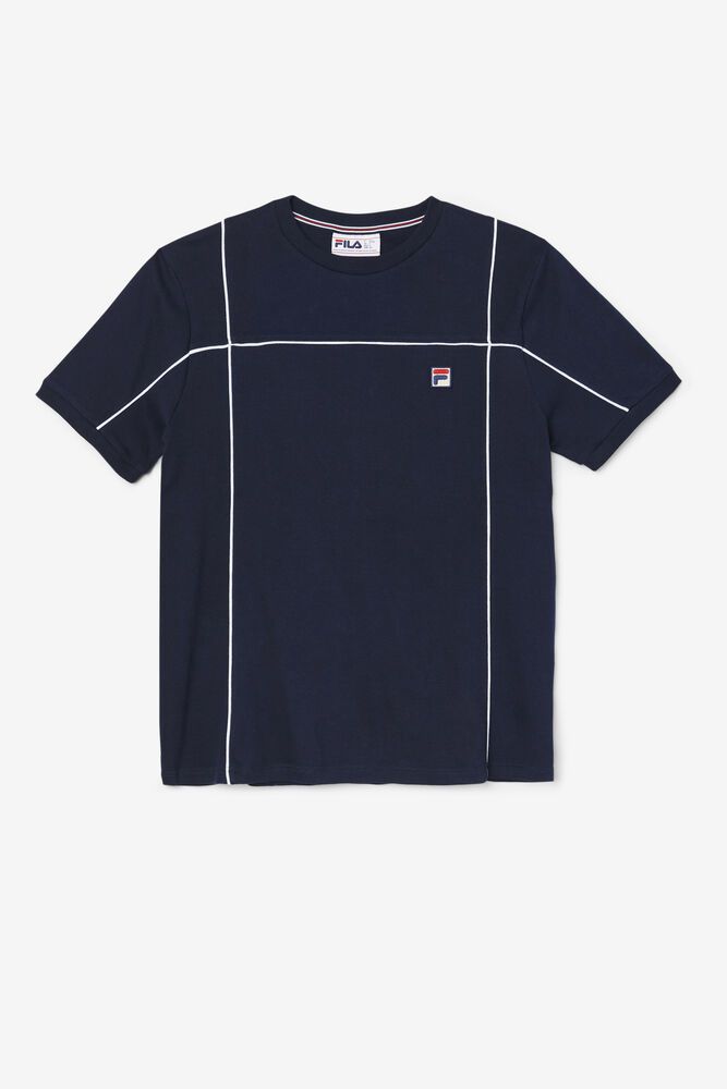 Fila T-Shirt Mens Navy - Terrinda Crew - Philippines 4562397-VM